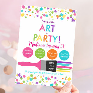 Art Birthday Art Art i Party Inbjudningar
