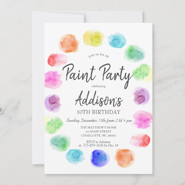 Art Birthday Inbjudan, Paint Birthday bjudande in  Inbjudningar (Framsida)