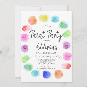 Art Birthday Inbjudan, Paint Birthday bjudande in Inbjudningar