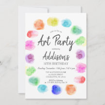 Art Birthday Inbjudan, Paint Birthday bjudande,