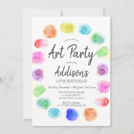 Art Birthday Inbjudan, Paint Birthday bjudande, Inbjudningar