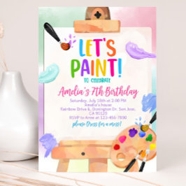 Art Birthday-inbjudan Painting Party Girl Bday Inbjudningar