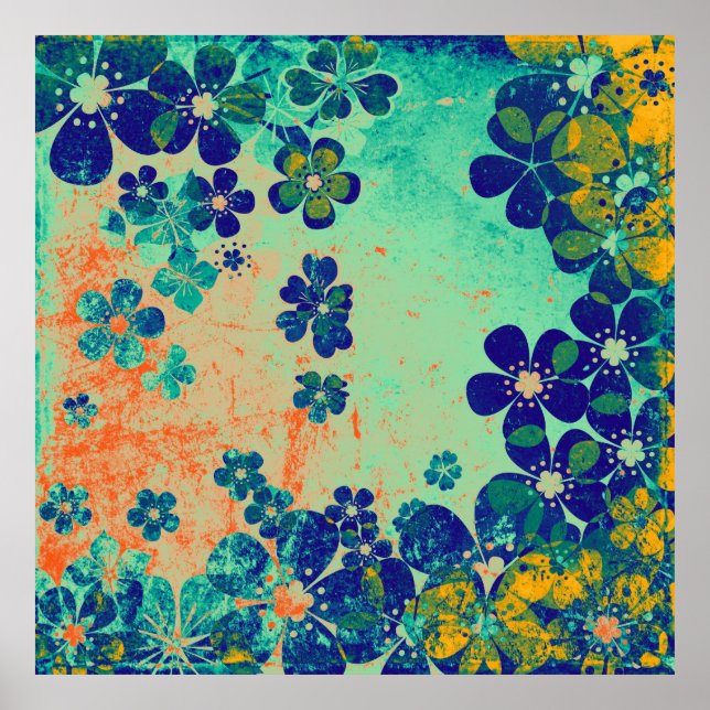 Art blommigt grunge bakgrund mönster 3 poster (Framsidan)