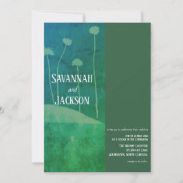 Art Blue Grönt - blomma unika bröllopsinbjudningar Inbjudningar
