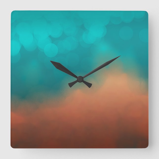 Art Blue Teal Turcos Abstrakt Fyrkantig Klocka (Framsida)