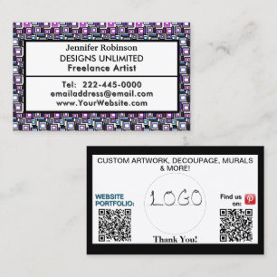 Art Business QR Code Logotyp ANY AFFÄRSVERKSAMHET Visitkort