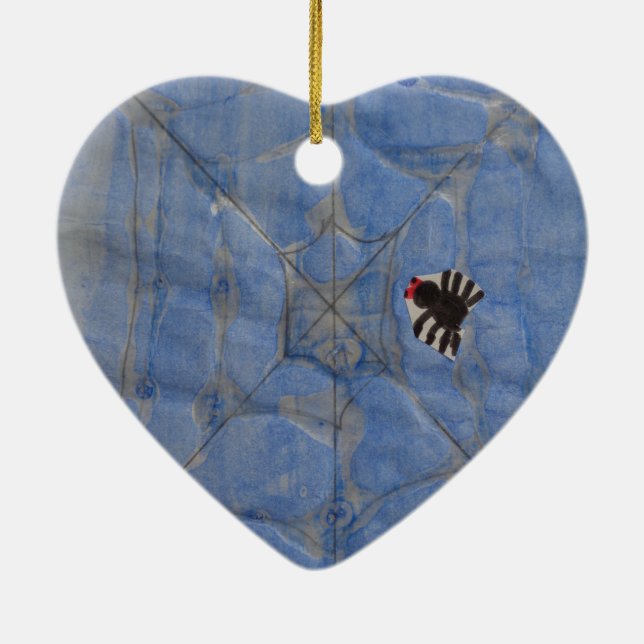 Art by Children, Spider with cobweb, teckning Julgransprydnad Keramik (Baksidan)