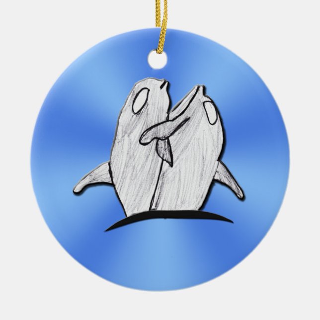 Art by Kids - Dolphins Hugger - Blue Ornaments Julgransprydnad Keramik (Framsidan)