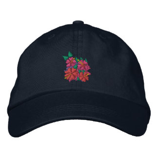 Art Cap: Jul Hibiscus Flowers. Tunga Broderad Keps