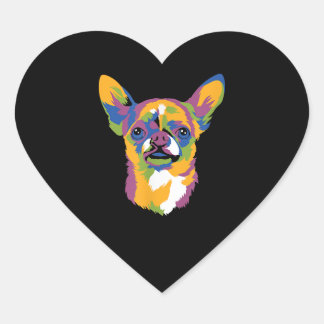 Art Chihuahua Cute Tass Pet Gift Manar Women Kids Hjärtformat Klistermärke