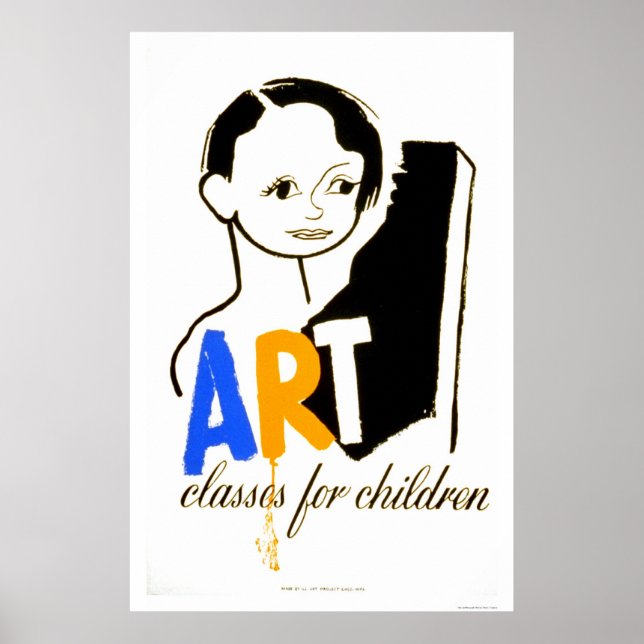 Art Classes Children 1940 WPA Poster (Framsidan)