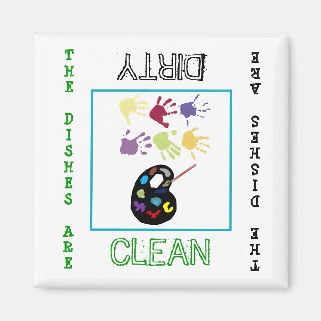 Art Clean Dirty Dishwasher Magnet (Framsidan)