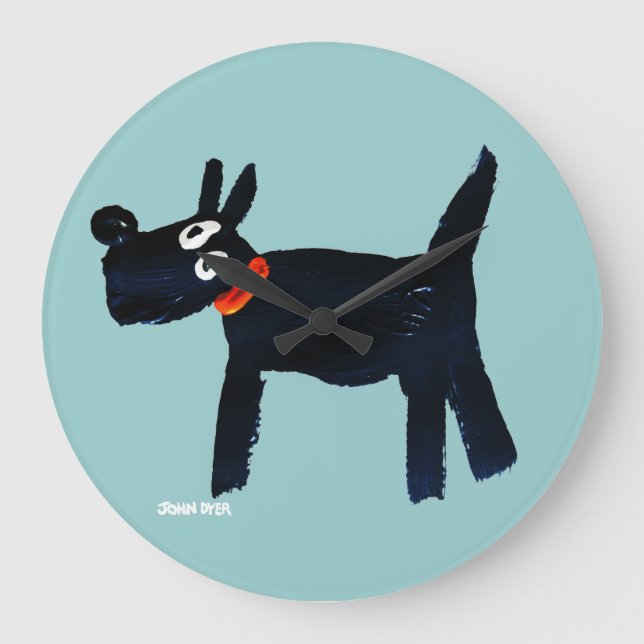 Art Clock: John Dyer Scotty Hund Stor Klocka (Framsida)