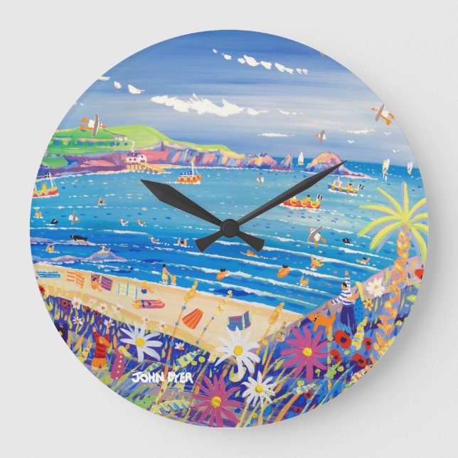 Art Clock: Mor Ivey Bay Cornwall Stor Klocka (Framsida)