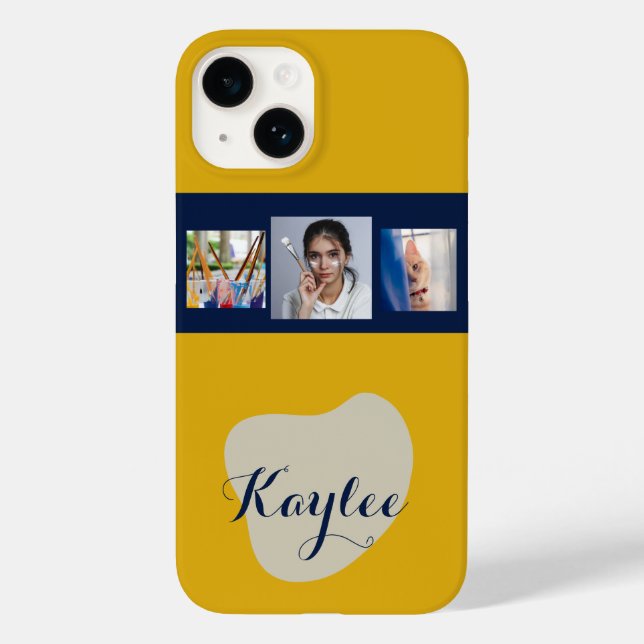 Art Collage Script Monogram iphone case (Baksida)