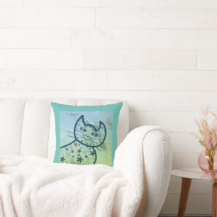 Art,Cute Cat Clipart Dekorativ kudde