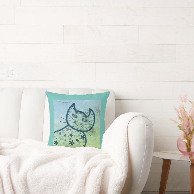 Art,Cute Cat Clipart Dekorativ kudde (Soffa)