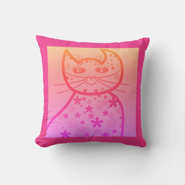 Art,Cute Cat Clipart Kudde (Framsida)