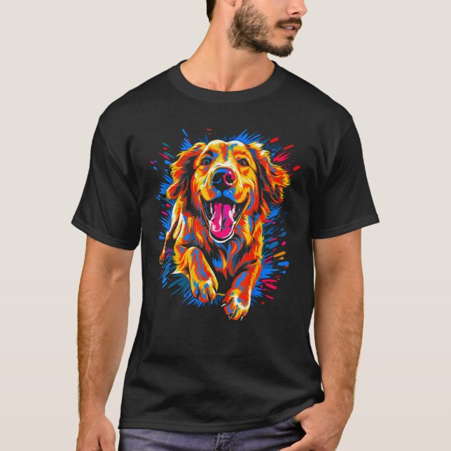 Art Cute Golden Retriever Dog T Shirt (Framsida)