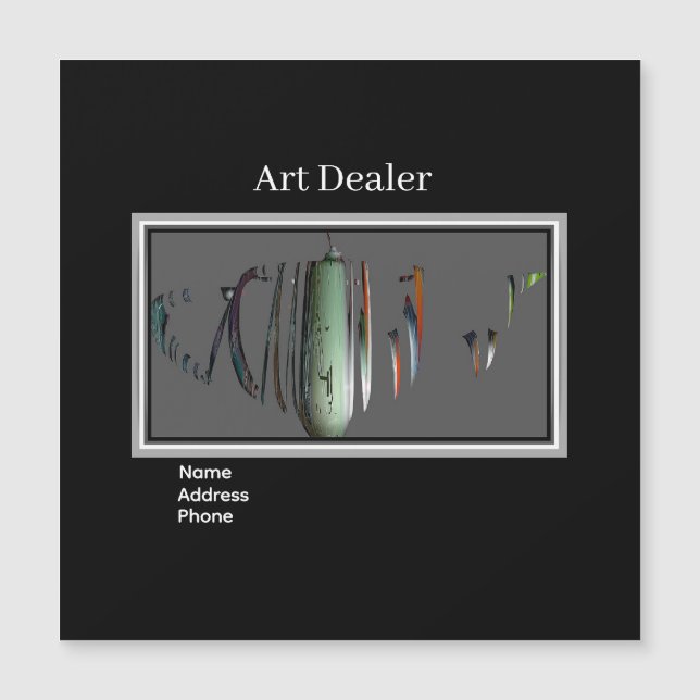 Art Dealer Fractued Pot Magnetic Affärskort (Framsida)