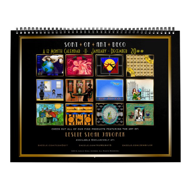 Art Deco - 12 månader - Personlig Kalender (Omslag)