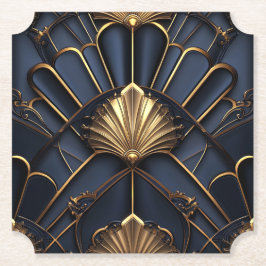 Art Deco 1920-tal Marinblå & Guld Elegant Underlägg Papper