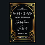 Art Deco 1920-tal Svart och Guld Välkomstskylt Poster<br><div class="desc">Art Deco 1920-talets Bröllopsfest Födelsedagsfirande Bröllop Baby Shower Semestern Företagets Svart och Guld Välkomstskylt</div>