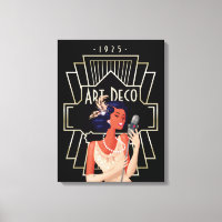 Art Deco 1920-talet Dam Singer Guld Ram Black