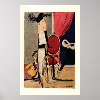 Art Deco 1920-talet Flapper Girl Poster