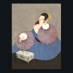 Art Deco 1920-talet Mode Poster<br><div class="desc">Tagen från en personligt ägd 1920-talsmagasin har återgett Vogue-täckmantel. En fantastisk bild av mode på dam i en vacker asiatisk präglad blå klänning med rödtryckta sleever som tar bort ring och örhängen till en ornerad smyckeskrin. En fantastisk gåva till älskare av vintage konst deco mode!</div>