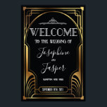 Art Deco 1920-talet - Välkomstskylt för svart och  Poster<br><div class="desc">Art Deco 1920-talets 20-årsjubileum Möhippa Baby Shower Helgdag Corporate Black and Guld Welcome Sign</div>