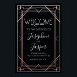 Art Deco 1920-talet - Välkomstskylt för svart och  Poster<br><div class="desc">Art Deco 1920-talets 20-årsjubileum för babykläder i Bröllop Möhippan Bolaget Helgdag Guld i Ro Wecome-tecken</div>