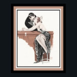 Art Deco 1920's "Cocktail Pub" Poster<br><div class="desc">Art Deco-utskrift från 1920 med kyssande par - kund/bartender på Cocktail Pub</div>