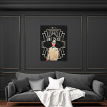 Art Deco 1920s Dapper Gent Guld Ram Black Canvastryck<br><div class="desc">Retro Art Deco stil med den här mannen på 1920-talet i en kräm kostym,  hand i fickan,  och en stil och typografi av ram och 1925 i guld.</div>