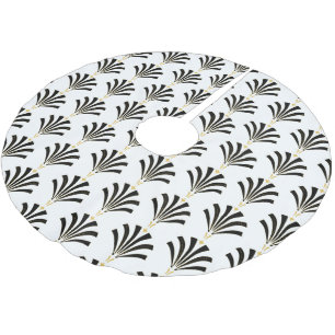Art Deco 1920s Palmettos in Black & White Julgransmatta Borstad Polyester