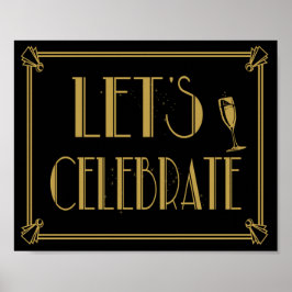 Art Deco 1920's stil Lets Celebrate-utskrift Poster