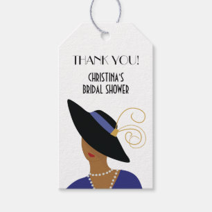 Art Deco 1930s Kvinnor i svart Möhippa Presentetikett