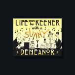 Art Deco 20s Retro Sunny Demeanor - inspiration Canvastryck<br><div class="desc">Den här unika, antika designen tittar för att se ut som 20:e Art Deco från Gatsby-eran. De två manar och en kvinna i designen förekom ursprungligen i en riktig 1920-talsreklam i en tidning. Här har de förvandlats till musiker och party-gorer. Mannen på den lämnat spelar piano och kvinnan spelar droppen...</div>
