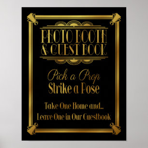 Art Deco 20's stil "Photo booth & Guestbook" Poster