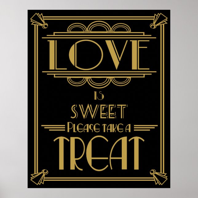 Art Deco 20's stil Sweet bord print Poster (Framsidan)
