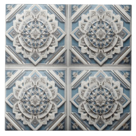 Art Deco 4-fyrkanter Linjer Alla skuggor Grått Blu Kakelplatta