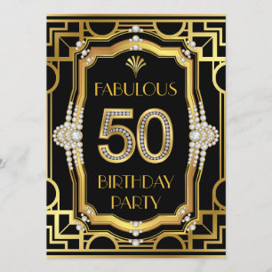 Art Deco 50-årsfest Inbjudningar