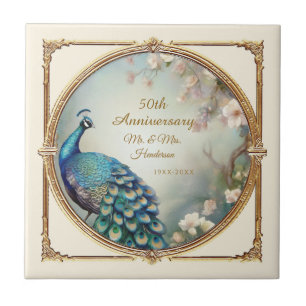 Art Deco 50-årsjubileum Elegant för boskapsblommor Kakelplatta