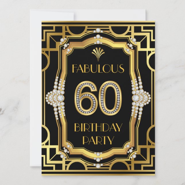 Art Deco 60-årsfest Inbjudningar (Framsida)