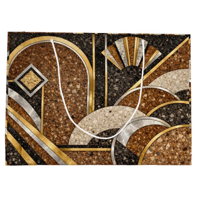 Art Deco Abstrakt Brun, Beige Svarta Former  (Baksidan)