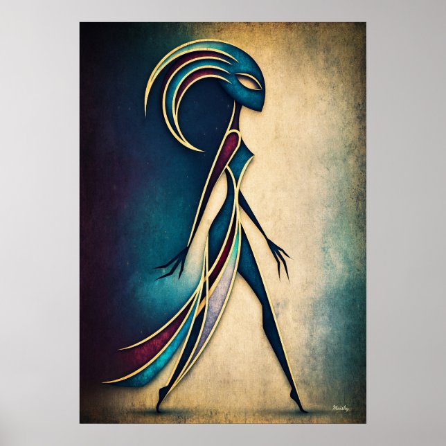 Art Deco Abstrakt Figur Geometrisk Modern Väggkons Poster (Framsidan)