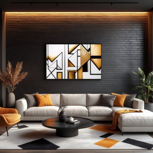 Art Deco Abstrakt Guld och Svart Canvastryck (Skapare uppladdad)