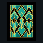 Art Deco Abstrakt Mönster Poster<br><div class="desc">Denna poster skapades av mig som en del av ett mönster som har utvidgats och färgad i blå och turkosa,  svart och guld. Det gör en slående poster. Ett underbart objekt till ram och placera i ditt hem.</div>