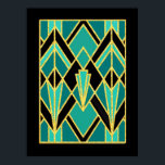 Art Deco Abstrakt Mönster Poster<br><div class="desc">Denna poster skapades av mig som en del av ett mönster som har utvidgats och färgad i blå och turkosa,  svart och guld. Det gör en slående poster. Ett underbart objekt till ram och placera i ditt hem.</div>