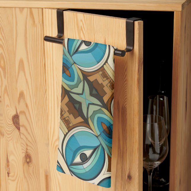 Art Deco Abstrakt Ögon mönster Kökshandduk (Thirds Fold)